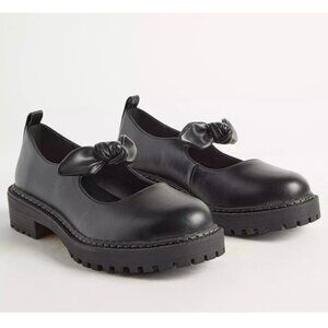 NWT Torrid 8.5 Black Mary Jane Bow Lug-Sole Flat Shoes 8.5WW Wide Width